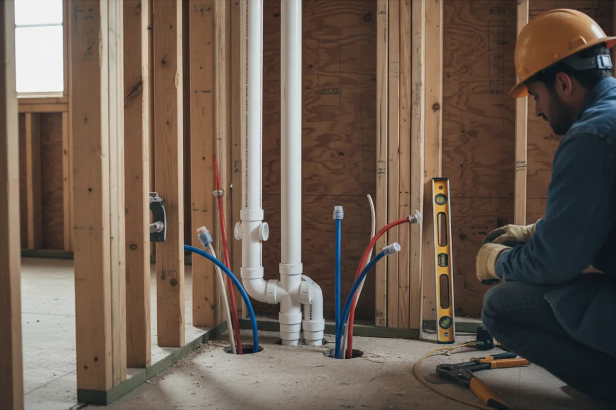 Drain and supply rough-in during Leak Detection in Norco